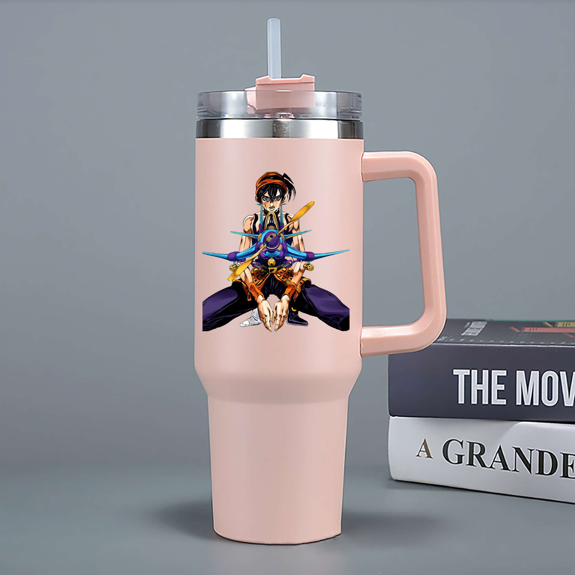 （画像用） ジョジョの奇妙な冒険 ナランチャ?ギルガ JoJo's Bizarre Adventure Narancia Ghirga 1200mL車用タンブラー - クリスタルステッカー（プラスチックストロー付き）